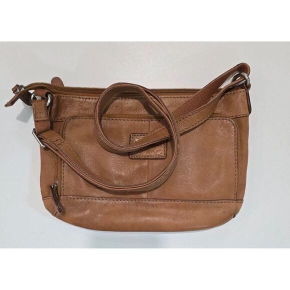 Fossil Brown Leather Crossbody Strap Pockets minor distressing vintage boho chic - Picture 7 of 8